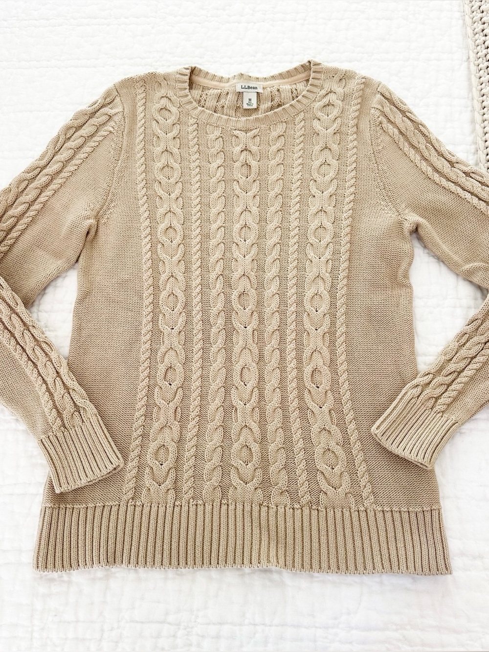 L.L. Bean Classic Cable Knit Sweater Women’s Size Medium